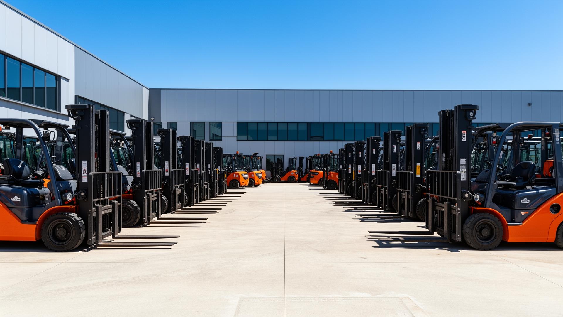 Southeast Forklifts inventory yard with hundreds of used forklifts in Houston